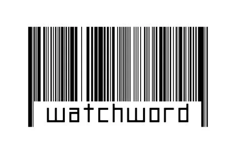 Digitalization concept. Barcode of black horizontal lines with inscription wa Illustrazione stock