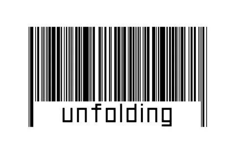 Digitalization concept. Barcode of black horizontal lines with inscription un イラスト素材