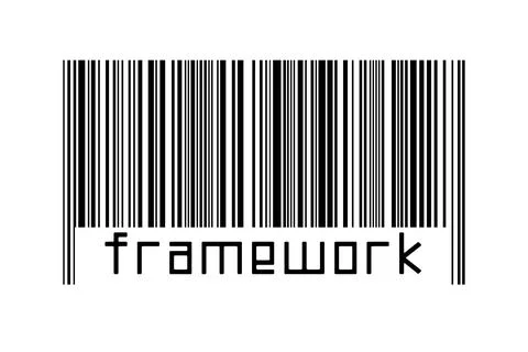 Digitalization concept. Barcode of black horizontal lines with inscription fr Stock Illustration