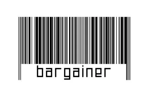 Digitalization concept. Barcode of black horizontal lines with inscription ba Stock Illustration