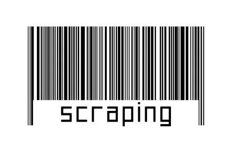 Digitalization concept. Barcode of black horizontal lines with inscription sc Stock Illustration