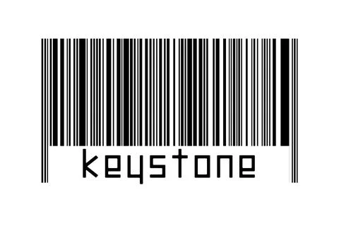 Digitalization concept. Barcode of black horizontal lines with inscription ke Illustrazione stock