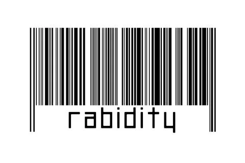 Digitalization concept. Barcode of black horizontal lines with inscription ra Illustrazione stock