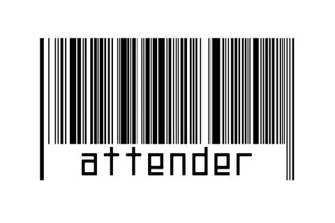 Digitalization concept. Barcode of black horizontal lines with inscription at Illustrazione stock