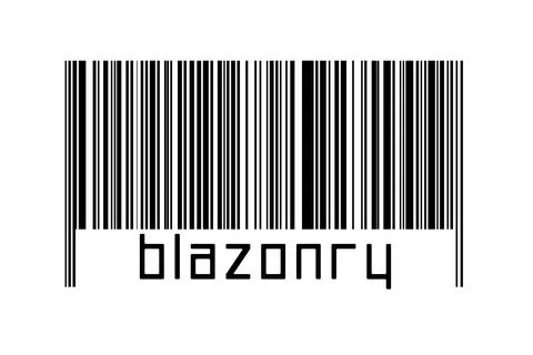 Digitalization concept. Barcode of black horizontal lines with inscription bl イラスト素材