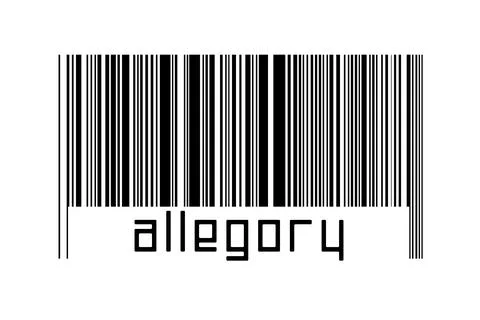 Digitalization concept. Barcode of black horizontal lines with inscription al Stock Illustration