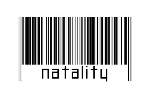 Digitalization concept. Barcode of black horizontal lines with inscription na Stock Illustration