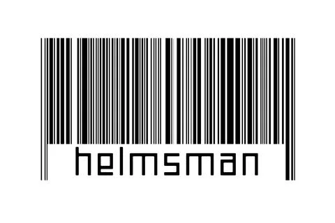Digitalization concept. Barcode of black horizontal lines with inscription he Illustrazione stock