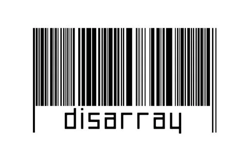 Digitalization concept. Barcode of black horizontal lines with inscription di Illustrazione stock