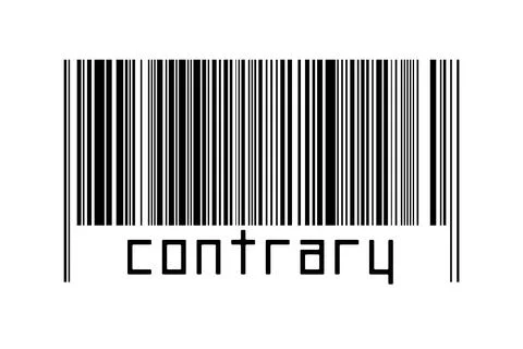 Digitalization concept. Barcode of black horizontal lines with inscription co Stock Illustration