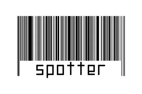 Digitalization concept. Barcode of black horizontal lines with inscription sp 스톡 일러스트