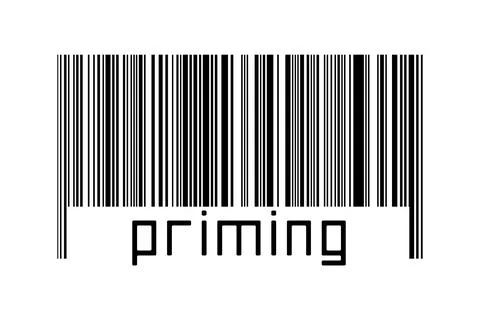 Digitalization concept. Barcode of black horizontal lines with inscription pr Stock Illustration