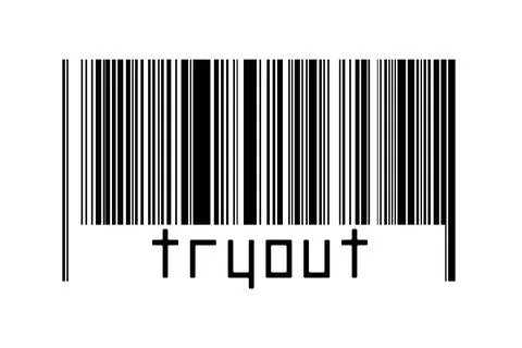 Digitalization concept. Barcode of black horizontal lines with inscription tr イラスト素材