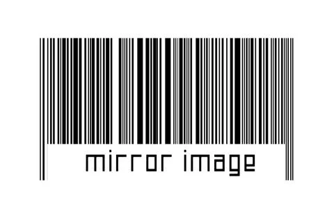 Digitalization concept. Barcode of black horizontal lines with inscription mi Illustrazione stock