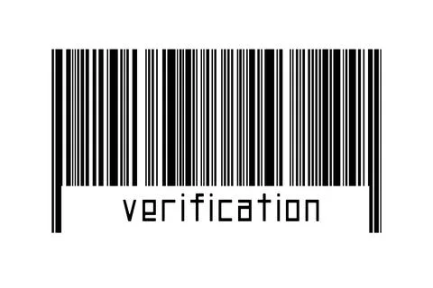 Digitalization concept. Barcode of black horizontal lines with inscription ve Stock Illustration