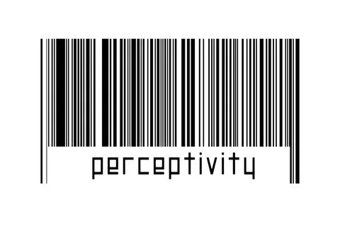 Digitalization concept. Barcode of black horizontal lines with inscription pe Illustrazione stock