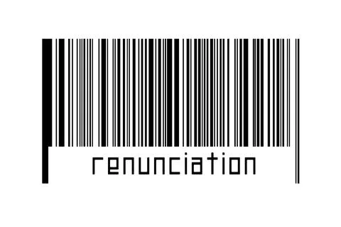 Digitalization concept. Barcode of black horizontal lines with inscription re Stock Illustration