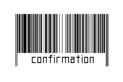 Digitalization concept. Barcode of black horizontal lines with inscription co 스톡 일러스트