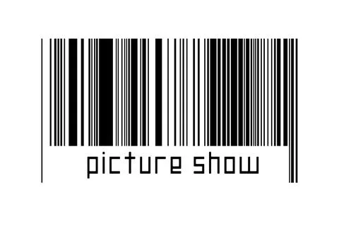 Digitalization concept. Barcode of black horizontal lines with inscription pi Illustrazione stock