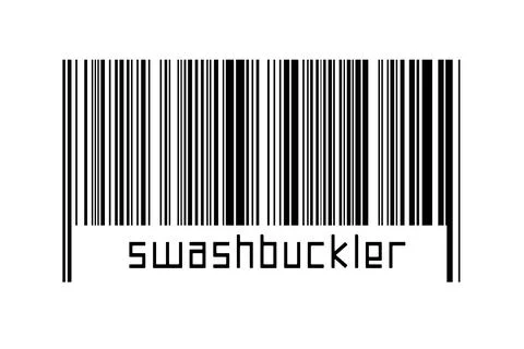 Digitalization concept. Barcode of black horizontal lines with inscription sw Illustrazione stock