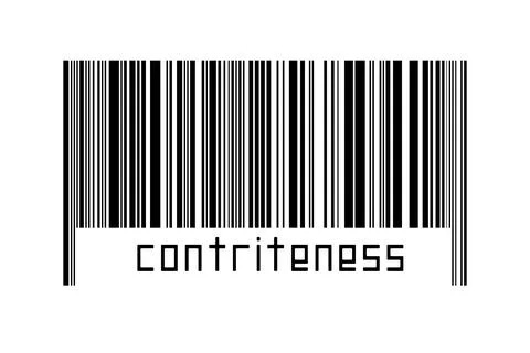 Digitalization concept. Barcode of black horizontal lines with inscription co Illustrazione stock