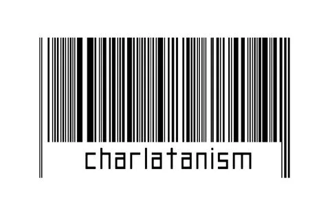 Digitalization concept. Barcode of black horizontal lines with inscription ch Illustrazione stock