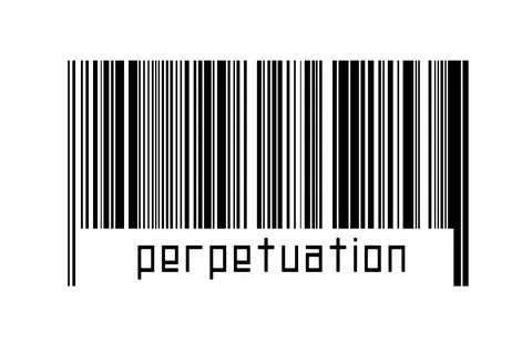 Digitalization concept. Barcode of black horizontal lines with inscription pe Illustrazione stock