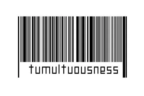 Digitalization concept. Barcode of black horizontal lines with inscription tu Stock Illustration