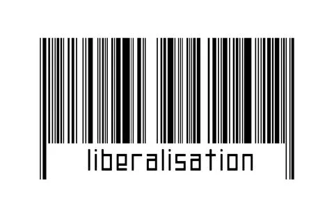 Digitalization concept. Barcode of black horizontal lines with inscription li Illustrazione stock