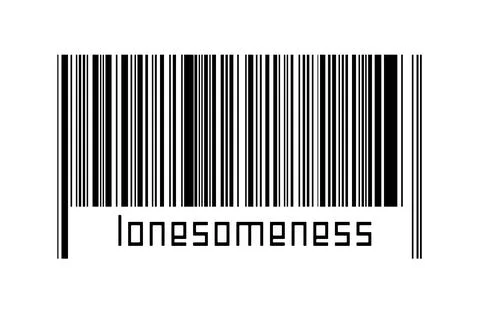 Digitalization concept. Barcode of black horizontal lines with inscription lo Stockillustratie