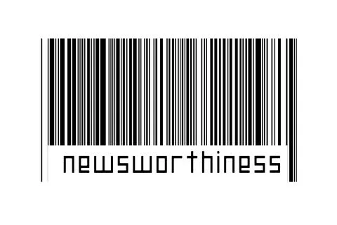 Digitalization concept. Barcode of black horizontal lines with inscription ne Stock Illustration