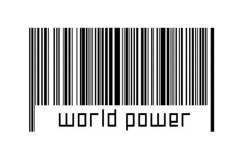 Digitalization concept. Barcode of black horizontal lines with inscription wo Stock Illustration