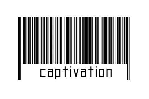 Digitalization concept. Barcode of black horizontal lines with inscription ca Stock Illustration
