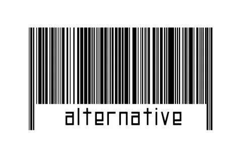 Digitalization concept. Barcode of black horizontal lines with inscription al Illustrazione stock