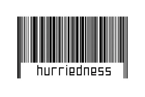 Digitalization concept. Barcode of black horizontal lines with inscription hu Illustrazione stock