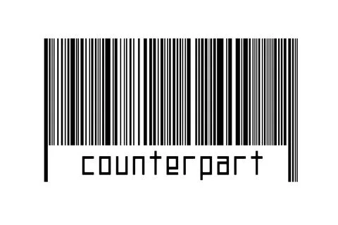 Digitalization concept. Barcode of black horizontal lines with inscription co Illustrazione stock