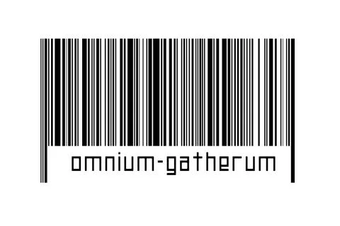 Digitalization concept. Barcode of black horizontal lines with inscription om Stock Illustration