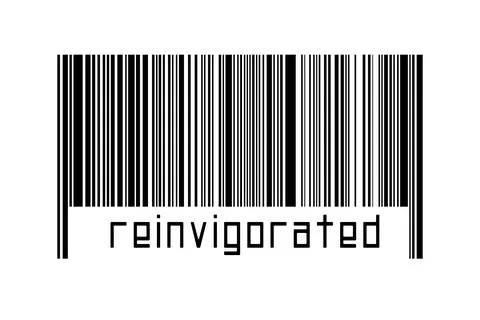 Digitalization concept. Barcode of black horizontal lines with inscription re Stock Illustration