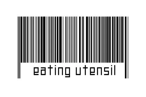 Digitalization concept. Barcode of black horizontal lines with inscription ea Stock Illustration