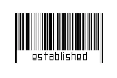 Digitalization concept. Barcode of black horizontal lines with inscription es 스톡 일러스트