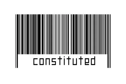 Digitalization concept. Barcode of black horizontal lines with inscription co Illustrazione stock