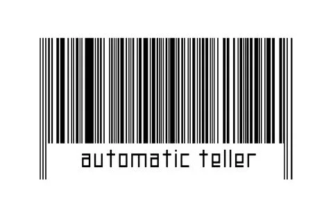 Digitalization concept. Barcode of black horizontal lines with inscription au Illustrazione stock