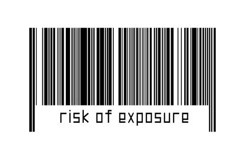 Digitalization concept. Barcode of black horizontal lines with inscription ri 스톡 일러스트