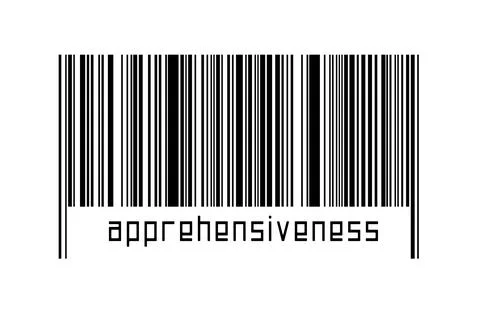 Digitalization concept. Barcode of black horizontal lines with inscription ap Stock Illustration