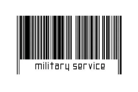 Digitalization concept. Barcode of black horizontal lines with inscription mi Stock Illustration