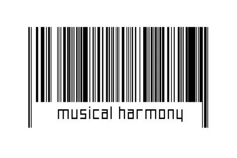 Digitalization concept. Barcode of black horizontal lines with inscription mu イラスト素材