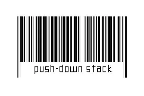 Digitalization concept. Barcode of black horizontal lines with inscription pu Illustrazione stock