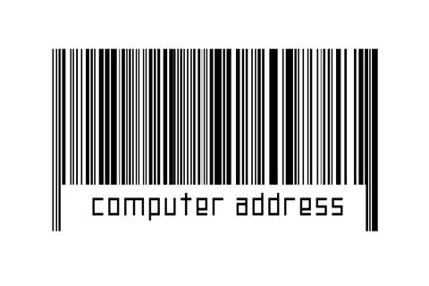 Digitalization concept. Barcode of black horizontal lines with inscription co Illustrazione stock