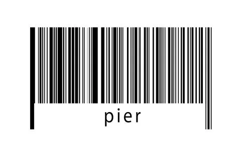 Digitalization concept. Barcode of black horizontal lines with inscription pi Illustrazione stock