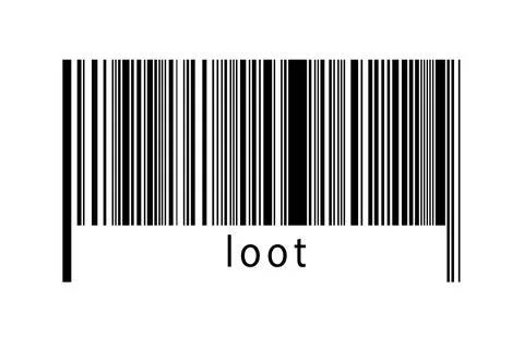 Digitalization concept. Barcode of black horizontal lines with inscription lo イラスト素材